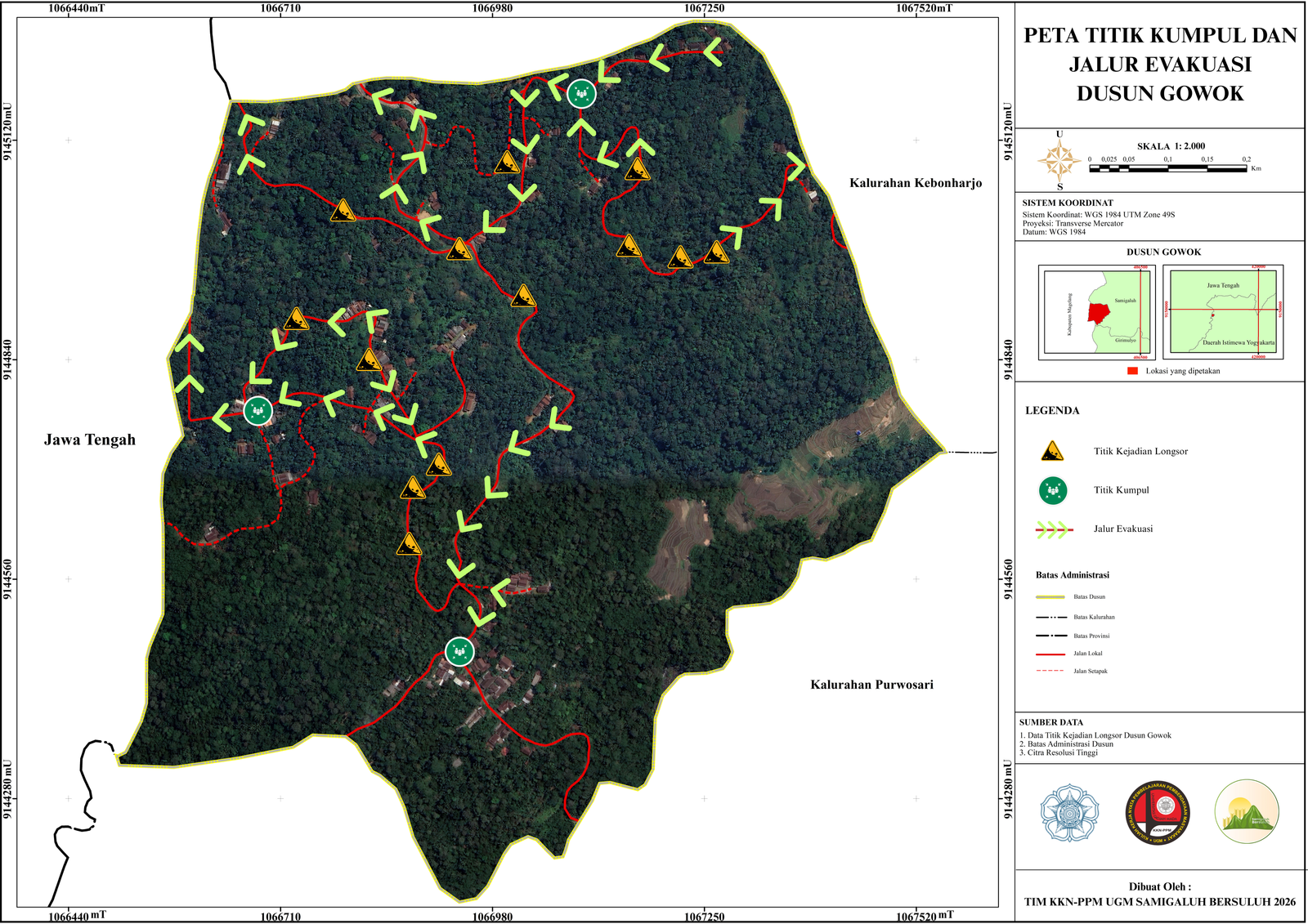 Peta Titik Kumpul dan Jalur Evakuasi Dusun Gowok